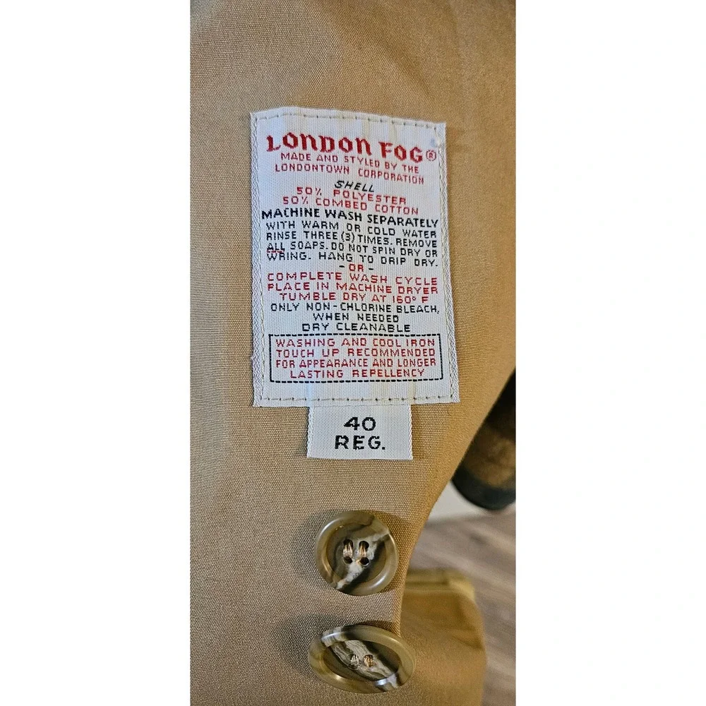 London Fog Tempo Europa Tan Trench Coat Mens 40 Reg Plaid Zip Out Liner Khaki